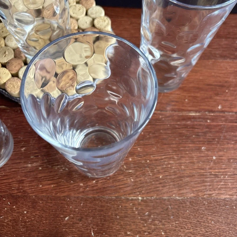 Pasabahce Art Of Glass Coin Dot Set‎ 4 Old Fashioned Highball Glasses 6